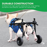 Rooster Farms Little Dog Wheelchair Medium Harness - Adjustable Back Leg Aid - Rear View