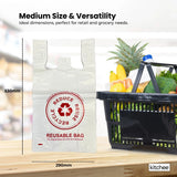 100x Large Reusable Plastic Singlet Shopping Bags - 80% Recycled 38UM Compliant - Front View
