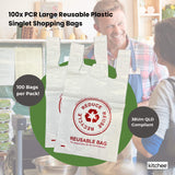 100x Large Reusable Plastic Singlet Shopping Bags - 80% Recycled 38UM Compliant - Side View