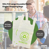 100x Medium Reusable Plastic Singlet Shopping Bags - 80% Recycled 38UM Compliant - Side View