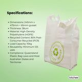 100x Medium Reusable Plastic Singlet Shopping Bags - 80% Recycled 38UM Compliant - 45-Degree Angle