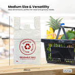 500x Large Reusable Plastic Singlet Shopping Bags - 80% Recycled 38UM Compliant