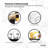 1.2L Whisky or Wine Decanter Glass Pistol Set - 2 Shot Glasses + Wooden Stand - Side View
