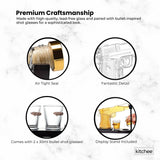 225mL Whisky or Wine Decanter Glass Pistol Set - 2 Shot Glasses + Wooden Stand