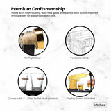 225mL Whisky or Wine Decanter Glass Pistol Set - 2 Shot Glasses + Wooden Stand - Rear View