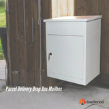 Parcel Delivery Drop Box Mailbox - Secure Home Package Locker 44x35x58cm White - Front View