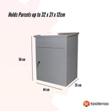 Parcel Delivery Drop Box Mailbox - Secure Home Package Locker 44x35x58cm White - Side View