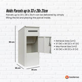 Parcel Delivery Drop Box Mailbox - Secure Home Package Locker 38x38x90cm White - Side View