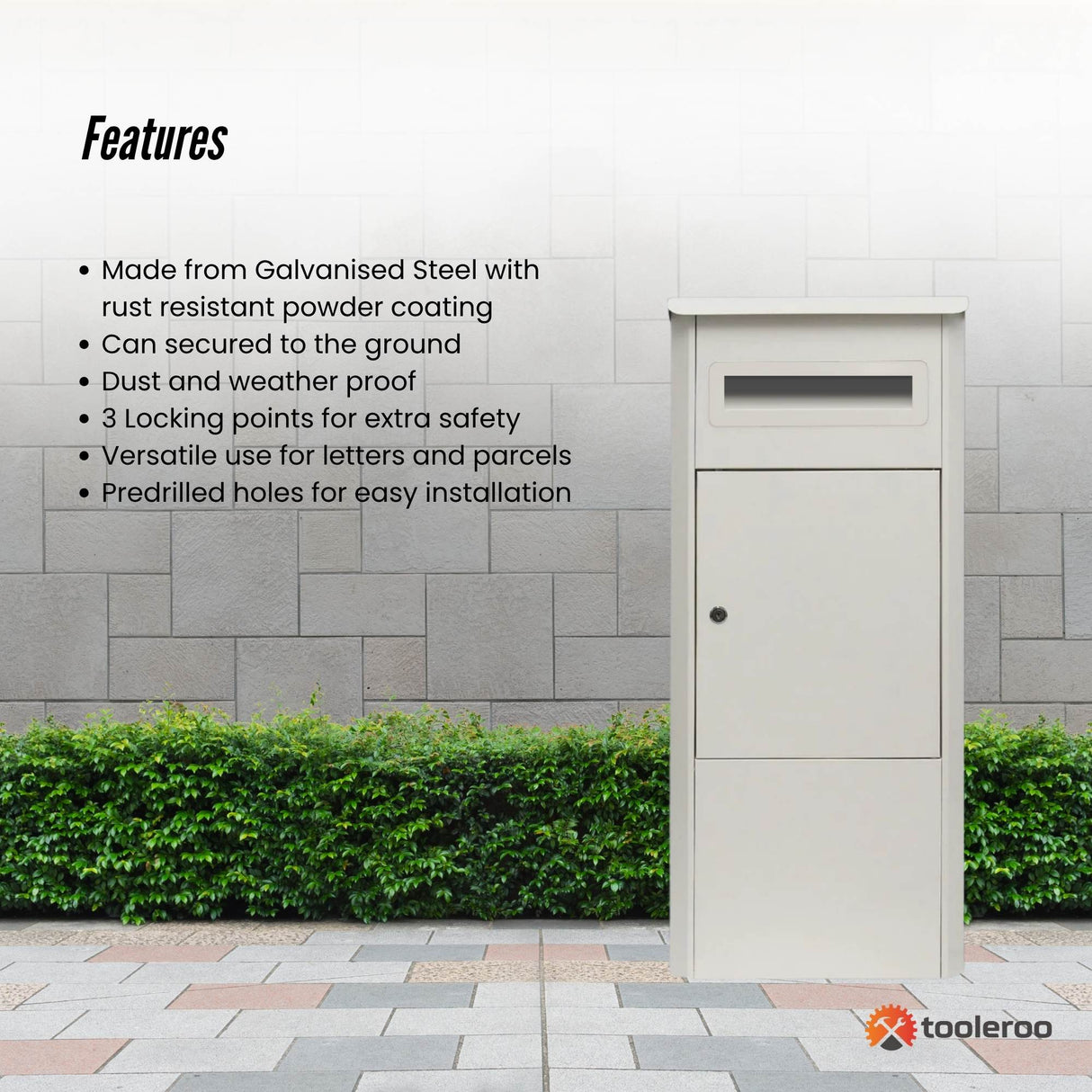 Parcel Delivery Drop Box Mailbox - Secure Home Package Locker 38x38x90cm White