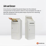 Parcel Delivery Drop Box Mailbox - Secure Home Package Locker 38x38x90cm White - 45-Degree Angle