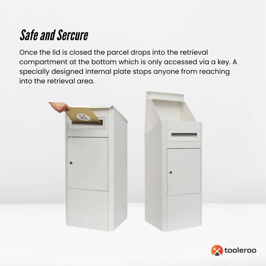 Parcel Delivery Drop Box Mailbox - Secure Home Package Locker 38x38x90cm White