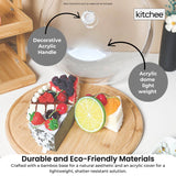 Kitchee 30cm Bamboo Cake Stand + Dome Acrylic Cover - Dessert Display Plate - Side View