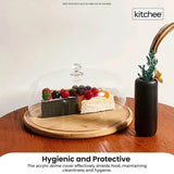 Kitchee 30cm Bamboo Cake Stand + Dome Acrylic Cover - Dessert Display Plate - Rear View