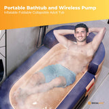 Portable Bathtub and Wireless Pump - Inflatable Foldable Collapsible Adult Tub Orange - Front View