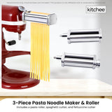 Kitchee Pasta Noodle Maker Roller Cutter Attachments - Compatible with KitchenAid Mixer - Front View