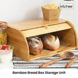 Kitchee 40cm Bamboo Bread Box - Storage Bin Keeper Kitchen Counter Container - Front View