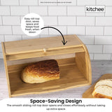 Kitchee 40cm Bamboo Bread Box - Storage Bin Keeper Kitchen Counter Container - Side View
