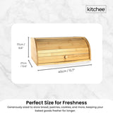 Kitchee 40cm Bamboo Bread Box - Storage Bin Keeper Kitchen Counter Container - Top-Down View
