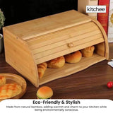 Kitchee 40cm Bamboo Bread Box - Storage Bin Keeper Kitchen Counter Container - 45-Degree Angle