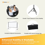 120” Portable Movie Projector Screen - Outdoor Indoor 16:9 4K Tripod Stand Case - Rear View