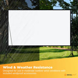 120” Portable Movie Projector Screen - Outdoor Indoor 16:9 4K Tripod Stand Case - Low Angle