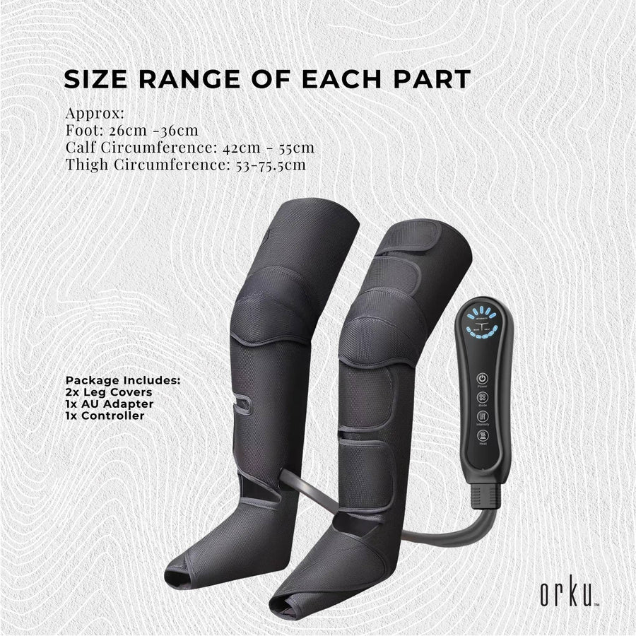Orku Air Compression Leg Knee Foot Massager with Heat - Relaxation and Recovery