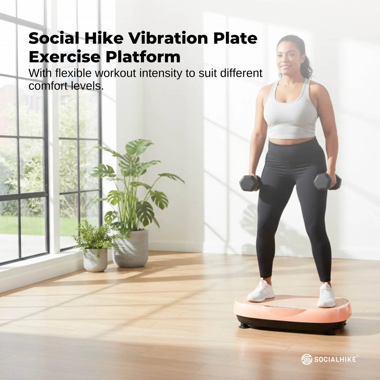 Social Hike Vibration Plate Machine - Vibrating Exercise Platform Pink