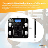 Bluetooth Smart Body Fat Scale Black - Digital BMI Weight USB Recharge with App - Front View