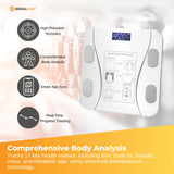 Bluetooth Smart Body Fat Scale White - Digital BMI Weight USB Recharge with App - Side View