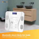 Bluetooth Smart Body Fat Scale White - Digital BMI Weight USB Recharge with App - Top-Down View