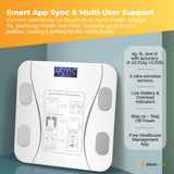 Bluetooth Smart Body Fat Scale White - Digital BMI Weight USB Recharge with App - 45-Degree Angle