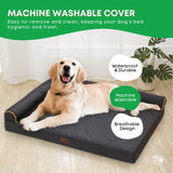 Orthopaedic Dog Bed XL Grey - Memory Foam Mattress Waterproof Removable Cover - Rear View