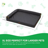 Orthopaedic Dog Bed XL Grey - Memory Foam Mattress Waterproof Removable Cover - 45-Degree Angle
