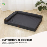 Rooster Farms Supportive Dog Bed XL Grey - Egg Crate Foam Waterproof Mattress - Front View