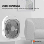 3-Speed USB 20cm Desktop Fan - Quiet Portable Lightweight Rechargeable Cooler