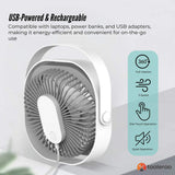 3-Speed USB 20cm Desktop Fan – Quiet Portable Lightweight Rechargeable Cooler - Top-Down View