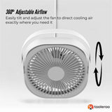 3-Speed USB 20cm Desktop Fan – Quiet Portable Lightweight Rechargeable Cooler - 45-Degree Angle