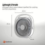 3-Speed USB 20cm Desktop Fan – Quiet Portable Lightweight Rechargeable Cooler - Rear View