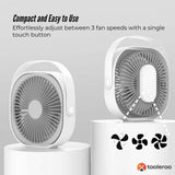 3-Speed USB 20cm Desktop Fan – Quiet Portable Lightweight Rechargeable Cooler - Close-Up Angle