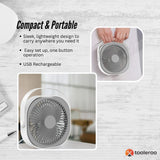 3-Speed USB 20cm Desktop Fan – Quiet Portable Lightweight Rechargeable Cooler - Low Angle
