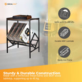 Social Hike Turntable Player Stand & Vinyl LP Record Album Storage - Black Metal - Side View