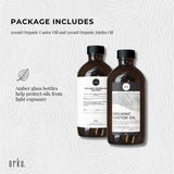 Orku 500ml Organic Castor Oil and 500ml Organic Jojoba Oil Pack - Top-Down View