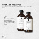Orku 500ml Organic Castor Oil and 500ml Organic Jojoba Oil Pack - Top-Down View