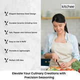 Kitchee Stainless Steel Salt Pepper Spice Grinder Mill - Adjustable Coarseness - Rear View