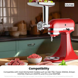 Kitchee Meat Food Grinder Sausage Attachment - Compatible with KitchenAid Mixers - Rear View