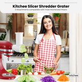 Kitchee Slicer Shredder Grater 3 Attachments - Compatible with KitchenAid Mixer - Front View