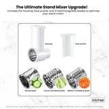 Kitchee Slicer Shredder Grater 3 Attachments - Compatible with KitchenAid Mixer - Side View