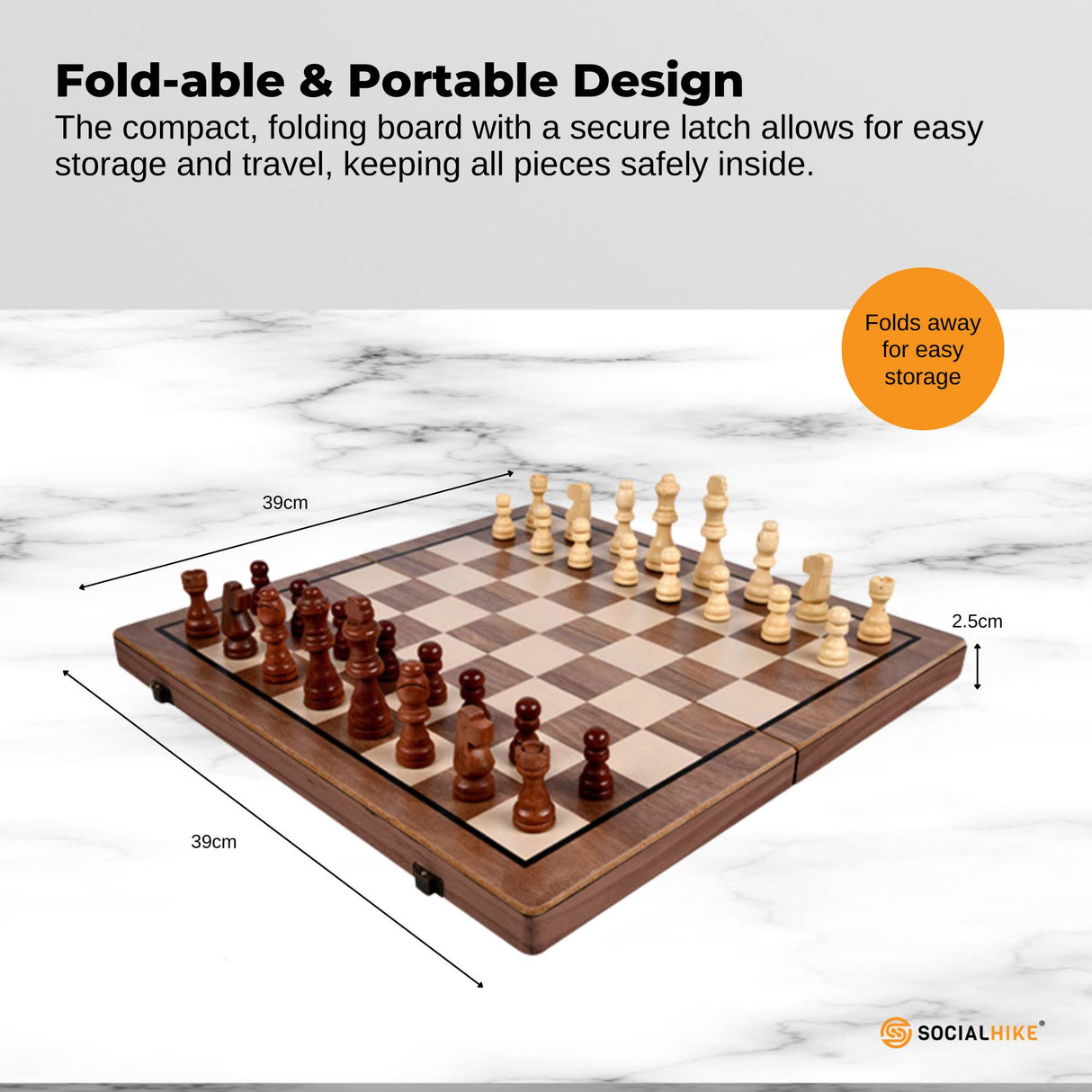 Social Hike Wooden Chess & Checkers 2 in 1 ??Magnetic Travel Foldable Board Game