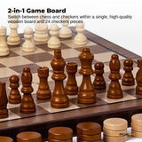 Social Hike Wooden Chess & Checkers 2 in 1 ??Magnetic Travel Foldable Board Game