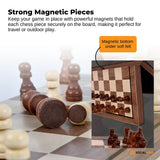 Social Hike Wooden Chess & Checkers 2 in 1 ??Magnetic Travel Foldable Board Game